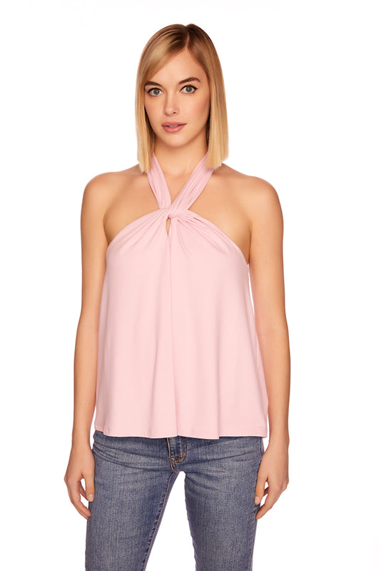 front twist flare halter top